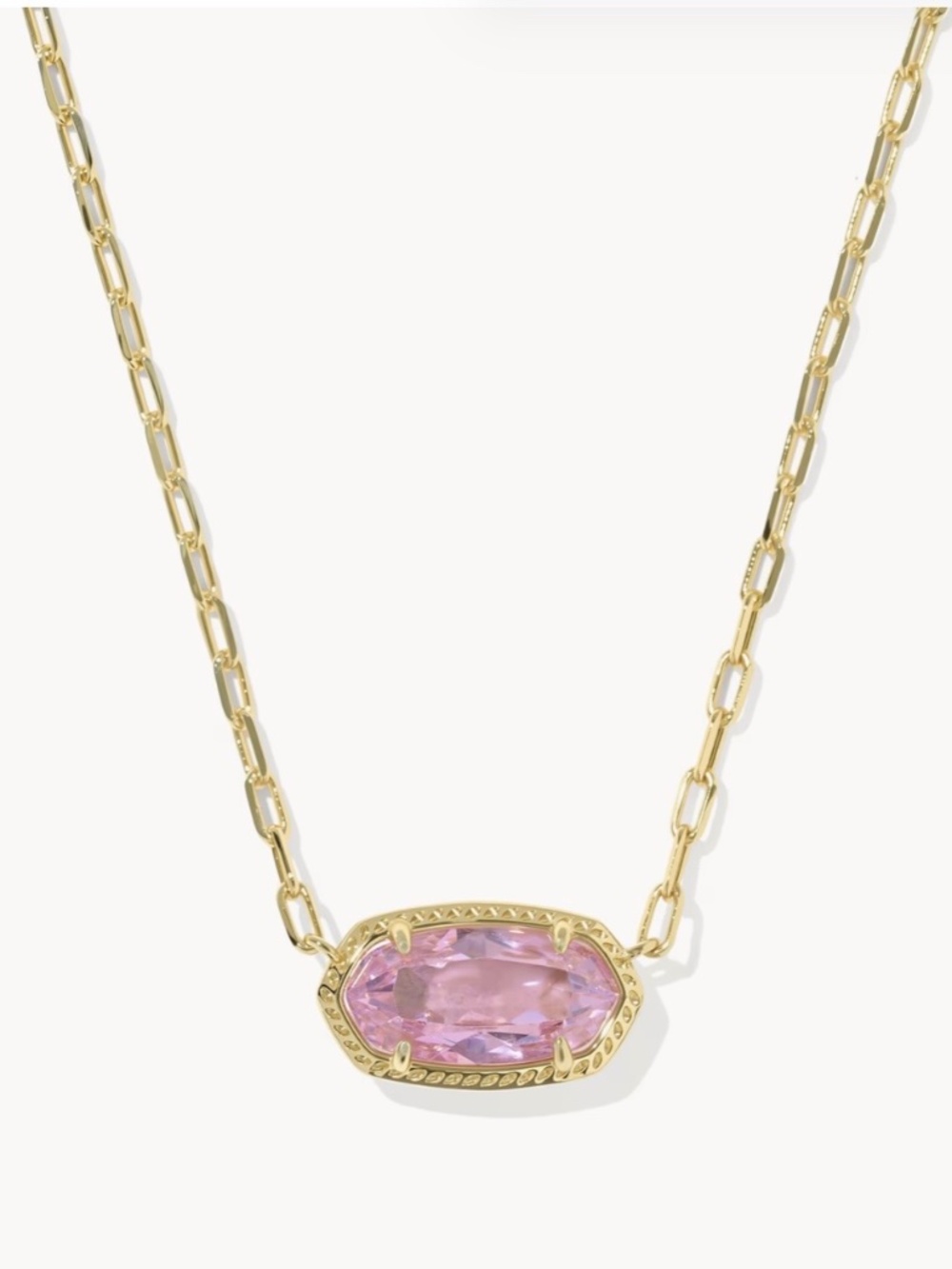 Kendra Scott Elisa Luxe Gold Short Pendant Necklace in Light Pink CZ